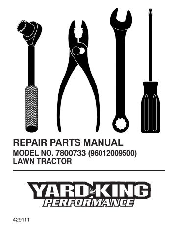 repair parts manual model no. 7800733 (96012009500) lawn tractor