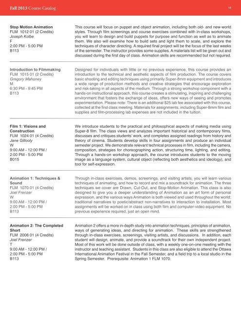 Fall 2013 Course Catalog - School of the Museum of Fine Arts