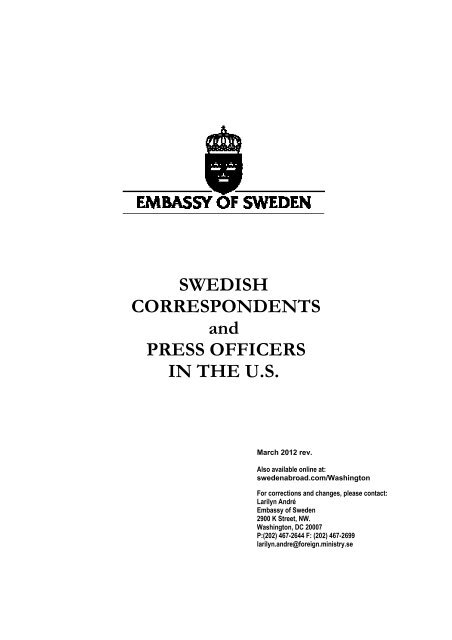 SWEDISH CORRESPONDENTS and PRESS ... - Sweden Abroad