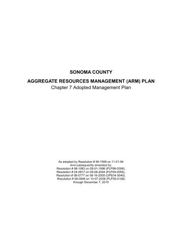 Sonoma County Aggregate Resources Management (ARM) Plan ...
