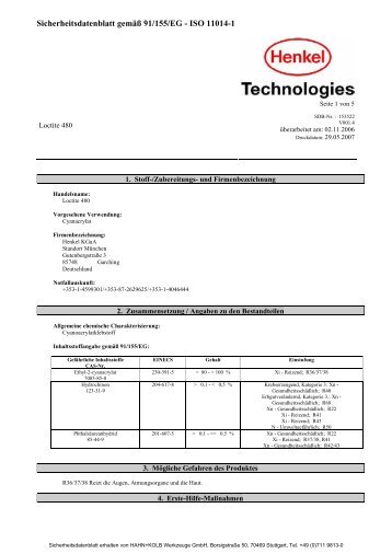 Sicherheitsdatenblatt HAHN+KOLB Art.-Nr. 66666154 - HENKEL ...