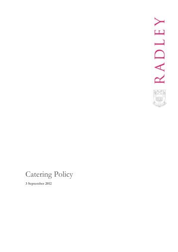 Catering Policy - Radley College