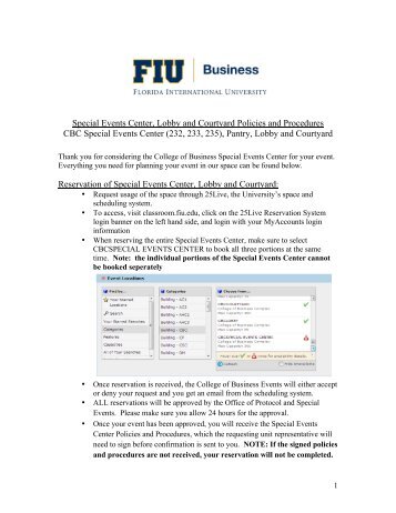 Special Events Center Policies and Procedures - FIU College of ...