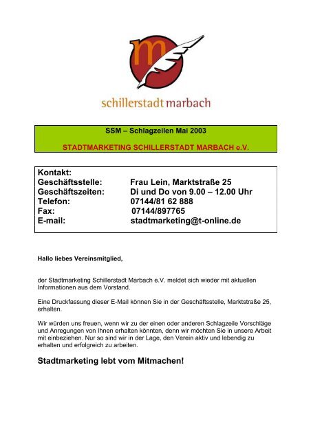 SSM-Schlagzeilen Ausgabe 4 - Stadtmarketing Schillerstadt ...