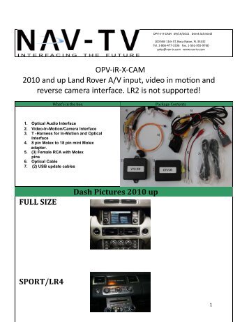 OPV-iR-X-CAM reverse camera interface. LR2 is not ... - Nav-TV