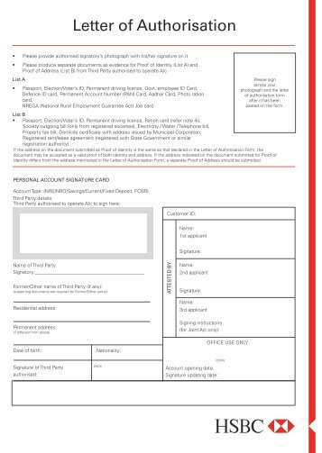 Letter of Authority Application Form - HSBC