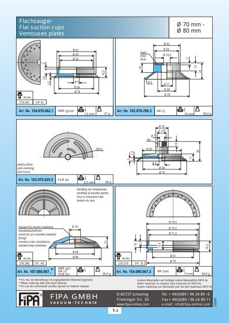 Flat suction cups - pge