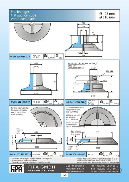 Flat suction cups - pge