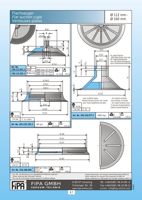 Flat suction cups - pge