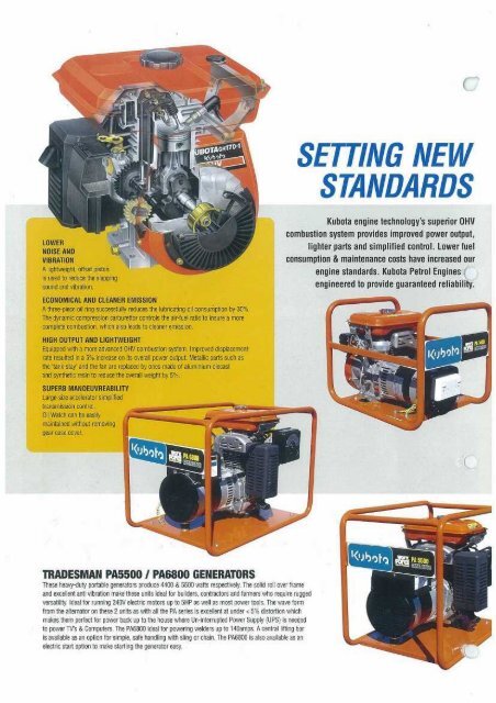 KUBOTA PA SERIES PETROL GENERATORS Price of a Petrol ...