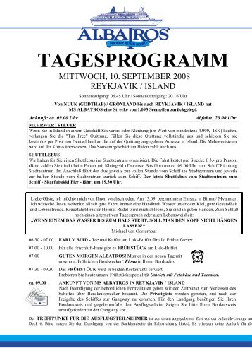 TAGESPROGRAMM - TS Hamburg