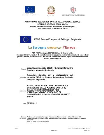 Avviso [file.pdf] - Regione Autonoma della Sardegna