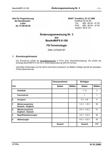 Ãnderungsanweisung Nr. 3 zur BesAnMilFS 6-100 FS ... - Lexicool