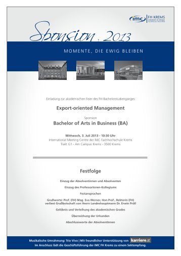 Festfolge Export-oriented Management Bachelor of Arts in Business ...