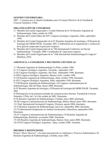 curriculum vitae - Facultad de Ciencias Exactas, Físicas y Naturales