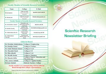Faculty Member of Scientific Research Newsletter Editorial Board