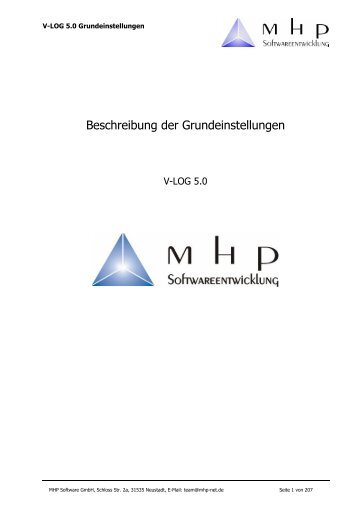 Beschreibung der Grundeinstellungen - MHP Solution Group