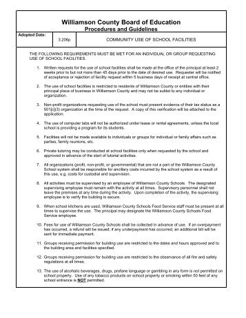 Facility Guidelines - Williamson County Schools