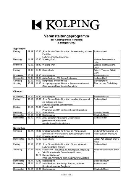 Veranstaltungsprogramm - Pfarrei Christkönig Penzberg