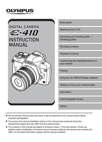 (Manual) OLYMPUS E-410 - Sensor Cleaning