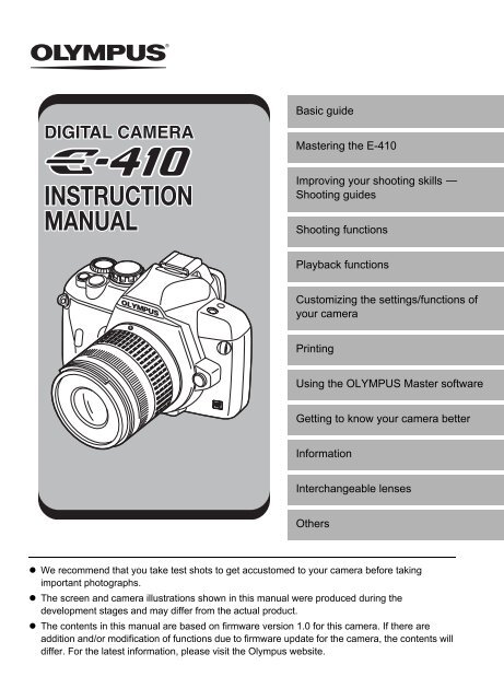 (Manual) OLYMPUS E-410 - Sensor Cleaning