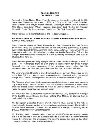 COUNCIL MINUTES DECEMBER 2, 2009 Pursuant to Public Notice ...