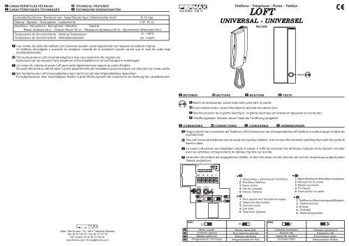 REF. 03399 TELEFONO LOFT 4+N UNIVERSAL ... - TDT Profesional