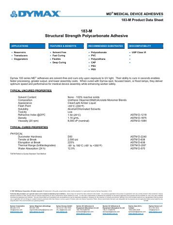 183-M Structural Strength Polycarbonate Adhesive - Dymax ...