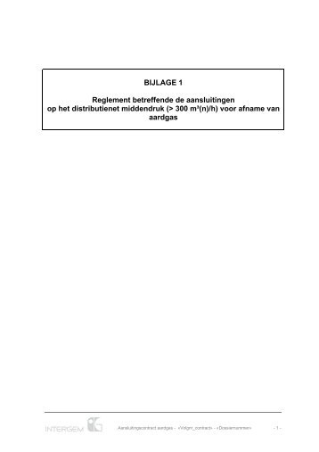 reglement voor aansluitingen aardgas - middendruk - Intergem