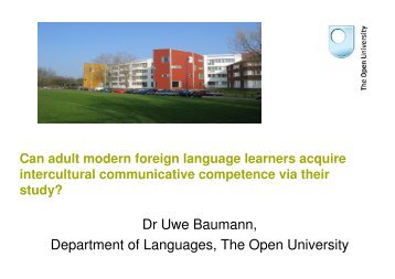 Dr Uwe Baumann, Department of Languages, The Open University