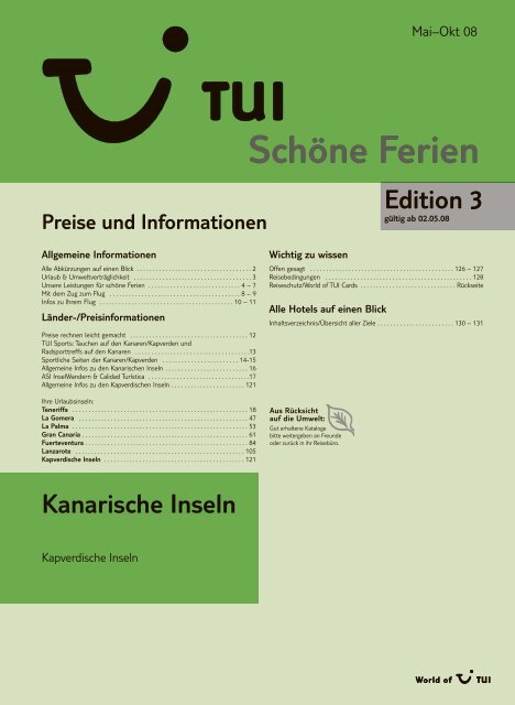 TUI - Preisteil 3. Edition - Sommer 2008 - tui.com - Onlinekatalog