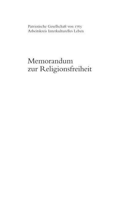 Memorandum zur Religionsfreiheit - Patriotische Gesellschaft von ...