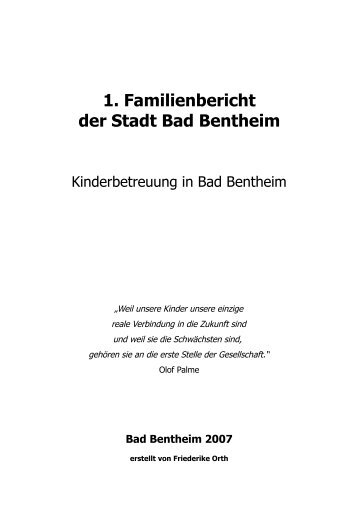 1. Familienbericht der Stadt Bad Bentheim