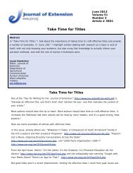 Take Time for Titles - The Journal of Extension