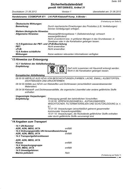 COSMOPUR 871 - 2-K-PUR-Klebstoff Komp. A-Binder (PDF, 0.11 MB)