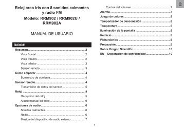 Radio Despertador con Cromoterapia y ... - Oregon Scientific