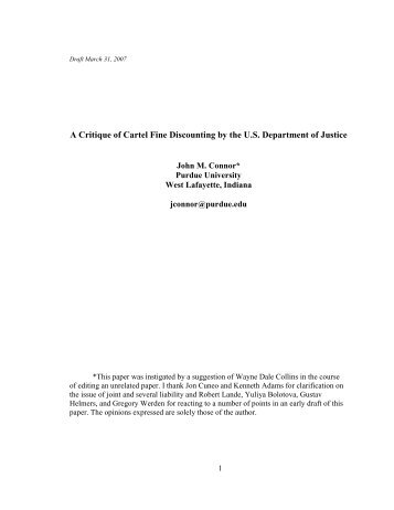 A Critique of Cartel Fine Discounting by the U.S. Department of Justice