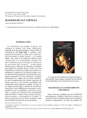 MATEMÃƒÂTICAS Y CIENCIA - Real Academia de Ciencias Exactas ...