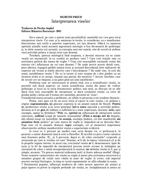 Sigmund Freud Interpretarea Viselor Pdf