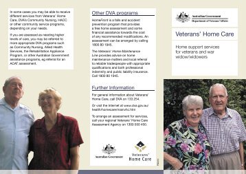 Veterans' Home Care brochure