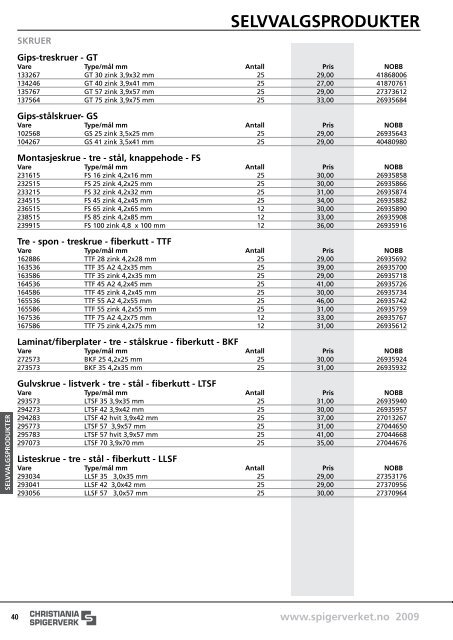 NOBB-prisliste 1. MAi - Sem Bruk AS