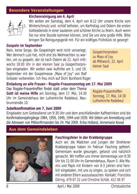 Gemeindebrief April und Mai 2009 als pdf - Ev.-Luth. Christuskirche ...