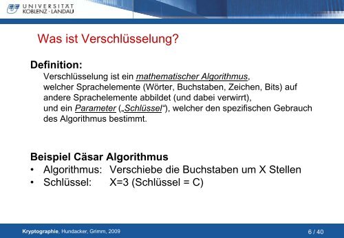 Grundkenntnisse über Kryptologie - HRPI