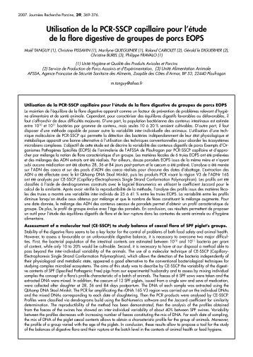 Utilisation de la PCR-SSCP capillaire pour l'Ã©tude de la flore ...