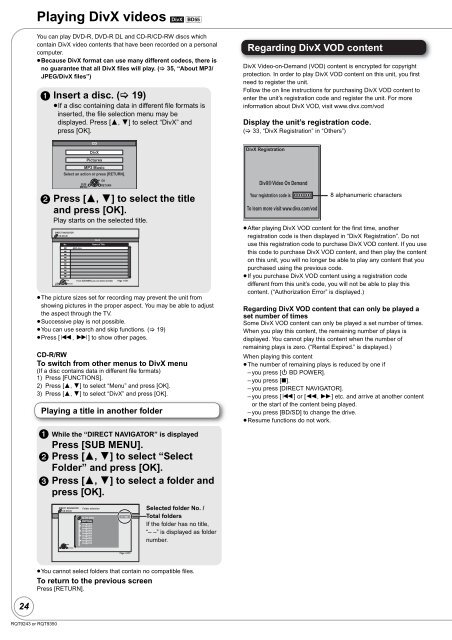 Operating Instructions Blu-ray Disc Player DMP-BD35 - Panasonic