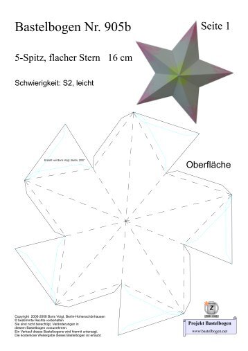 Bastelbogen 905b 5-Spitz flacher Stern - Projekt Bastelbogen