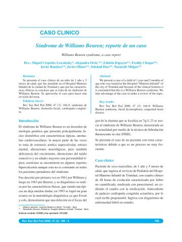 CASO CLINICO SÃ­ndrome de Williams Beuren; reporte de un caso
