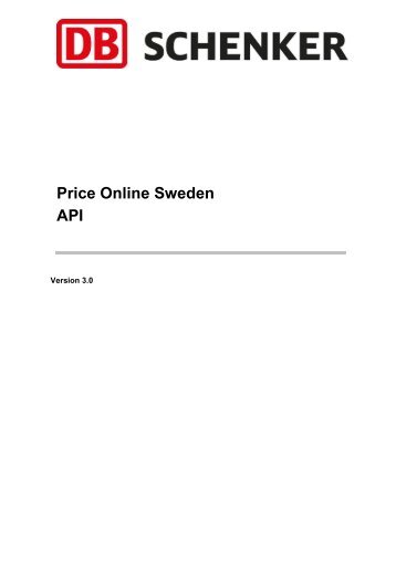 Api documentation PriceOnline domestic Sweden - DB Schenker