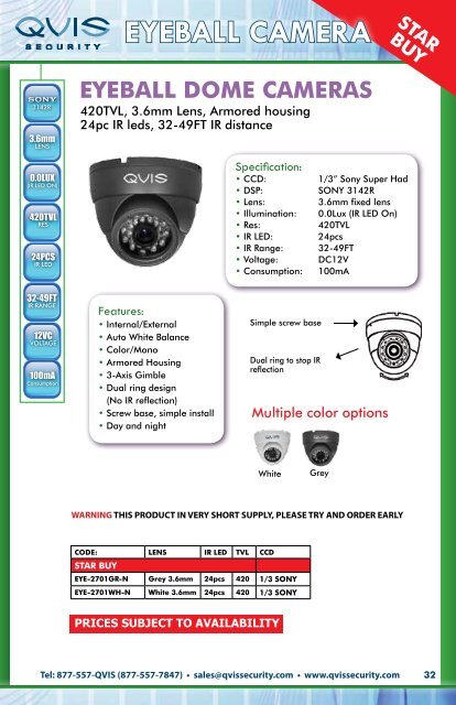 fULL SPECIFICATION on Page 39 - Qvis Security