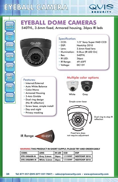 fULL SPECIFICATION on Page 39 - Qvis Security